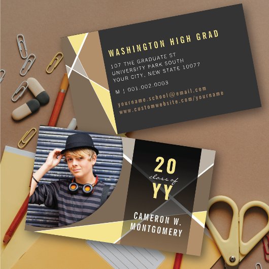 Carte D'appel Tan Stylish Lignes géométriques Mood Photo Gradué