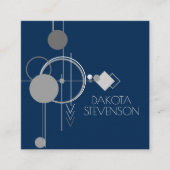 Carte D'appel Tattoo Line Art | Abstrait Marine Blue Charcoal Gr (Devant)