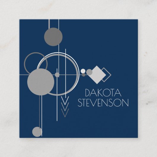 Carte D'appel Tattoo Line Art | Abstrait Marine Blue Charcoal Gr (Devant)