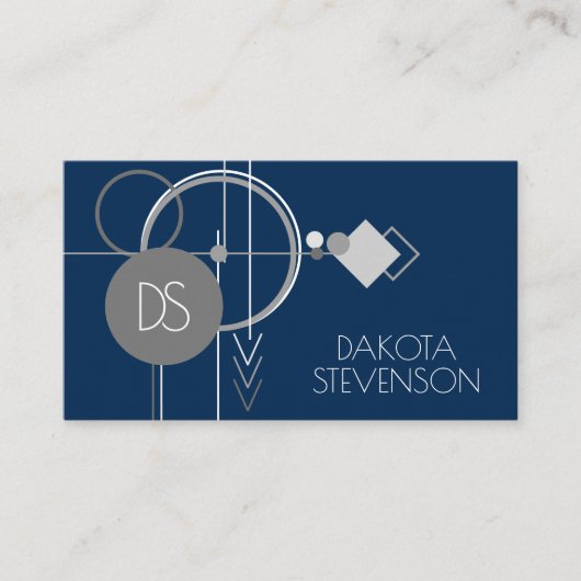 Carte D'appel Tattoos Line Art | Abstrait Marine bleu gris perso (Devant)