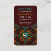 Carte D'appel Teal Brown Earthy Eastern Yin Yang Holistic (Dos)