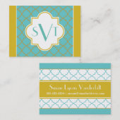 Carte D'appel Télécarte potelée de monogramme élégant (Devant / Derrière)