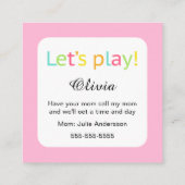 Carte D'appel Télécartes de maman de Playdate (Dos)