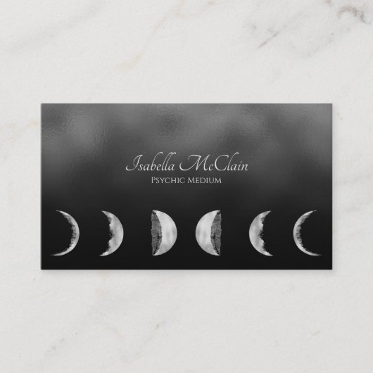 Carte D'appel Texture de la lune d'huile noire et d'argent Moon (Devant)