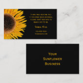 Carte D'appel Tournesol Jaune Arrière - plan Noir Pays Rustique (Devant / Derrière)