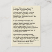 Carte D'appel Traditional Catholic Wedding Prayer Holy Card (Dos)