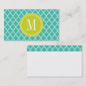 Carte D'appel Trellis marocain de tuiles de turquoise (Devant / Derrière)
