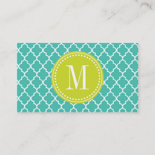 Carte D'appel Trellis marocain de tuiles de turquoise (Devant)