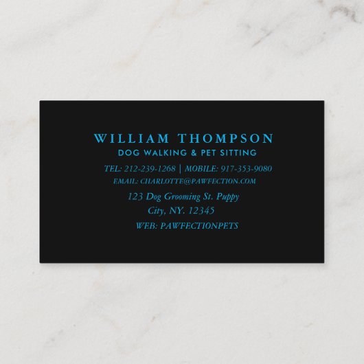 Carte D'appel Trendy Walker chien Sitter pour animaux de compagn (Dos)