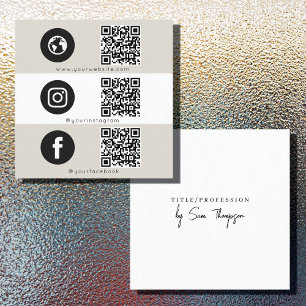 Carte D'appel Triple Icon & QR Code Affaires Médias sociaux Beig