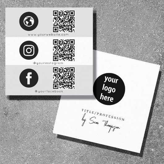 Carte D'appel Triple Icon & QR Code Business Social Media Logo