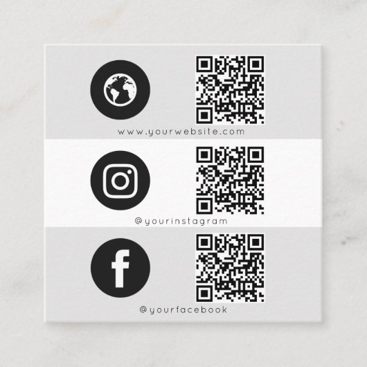 Carte D'appel Triple Icon & QR Code Business Social Media Logo (Devant)