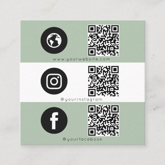 Carte D'appel Triple Icon QR Code Social Media Eucalyptus (Devant)