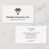Carte D'appel Tropical Palm Tree Beach Front Immobilier (Devant / Derrière)