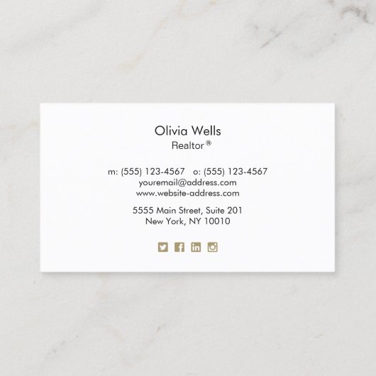 Carte D'appel Tropical Palm Tree Beach Front Immobilier (Dos)