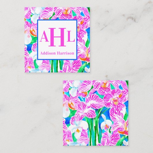 Carte d'appel tropicale, Boîtier Monogramme (Devant / Derrière)