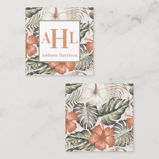 Carte d'appel tropicale, Boîtier Monogramme (Devant / Derrière)