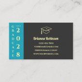Carte D'appel Turquoise Modern Graduation QR Code Name Card (Devant)