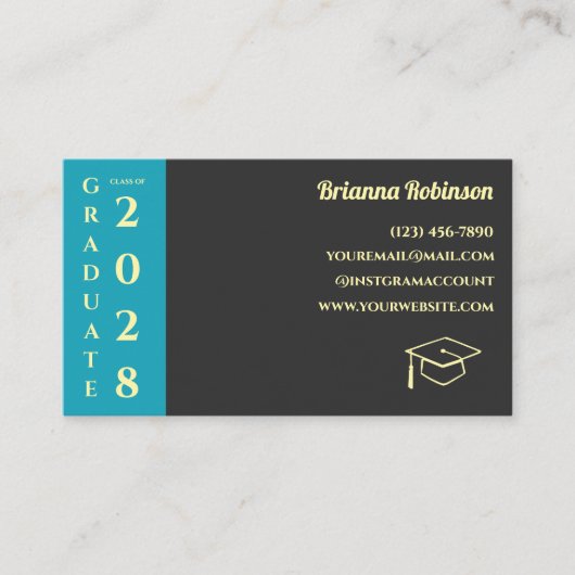 Carte D'appel Turquoise Photo Modern Graduation Name Card (Devant)