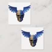Carte D'appel Two-Toned Skull with Blue Stylized Wings (Devant / Derrière)