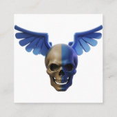 Carte D'appel Two-Toned Skull with Blue Stylized Wings (Dos)