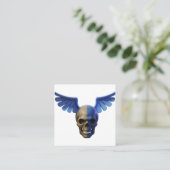 Carte D'appel Two-Toned Skull with Blue Stylized Wings (Debout devant)