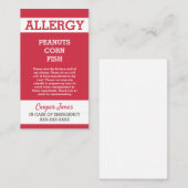 Carte D'appel Urgence rouge faite sur commande de restaurant (Devant / Derrière)