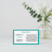 Carte D'appel Urgence turquoise de restaurant d'alerte (Debout devant)