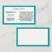 Carte D'appel Urgence turquoise de restaurant d'alerte (Devant / Derrière)