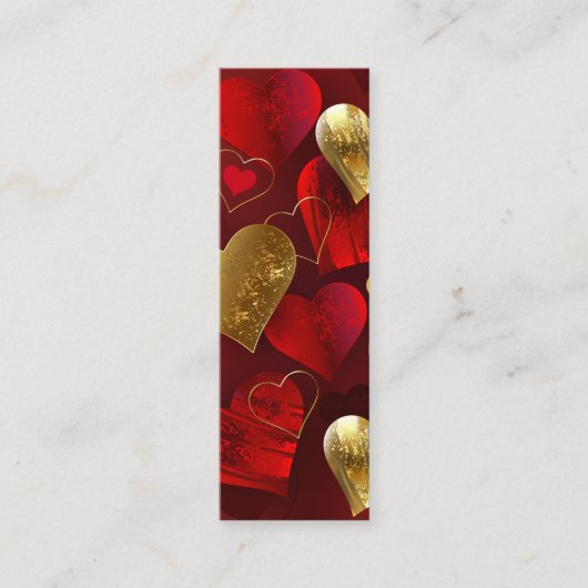 Carte D'appel Valentines dorées et rouges (Devant)
