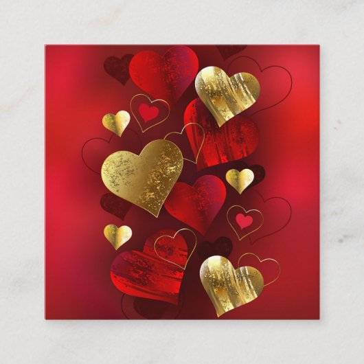 Carte D'appel Valentines dorées et rouges (Devant)