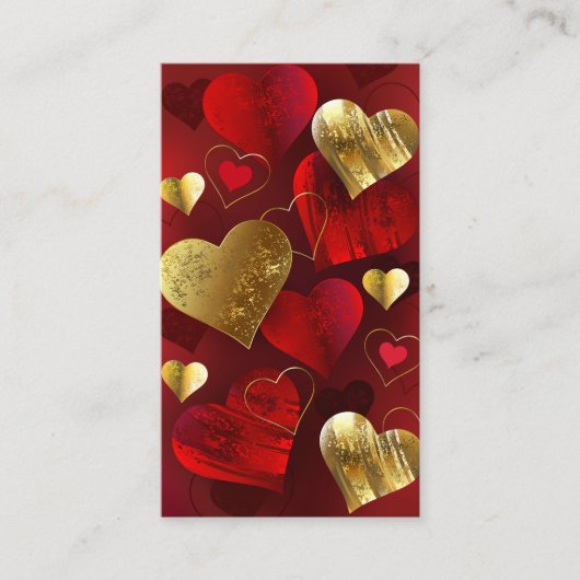 Carte D'appel Valentines dorées et rouges (Devant)