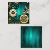 Carte D'appel Veille bijoux Steampunk sur un Arrière - plan vert (Devant / Derrière)