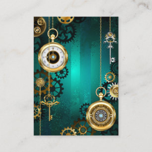 Carte D'appel Veille bijoux Steampunk sur un Arrière - plan vert