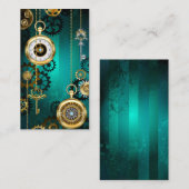 Carte D'appel Veille bijoux Steampunk sur un Arrière - plan vert (Devant / Derrière)