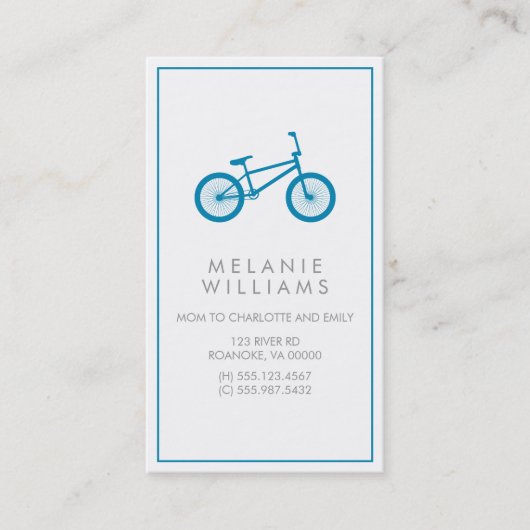 Carte D'appel Vélo bleu Mod Ocean (Devant)