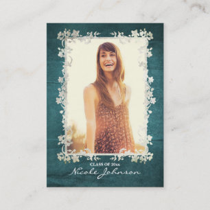 Carte D'appel Vente bleue turquoise florale vintage de