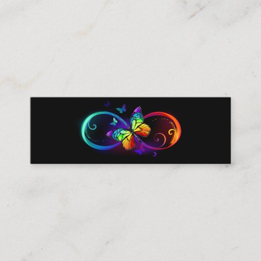 Carte D'appel Vibrant infinity with rainbow butterfly on black (Devant)