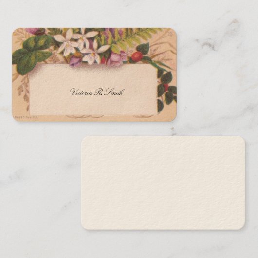 Carte d'appel victorienne - Floral (Devant / Derrière)
