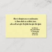 Carte D'appel Vie chrétienne Verse Bible Écriture Romains 8:1 (Dos)