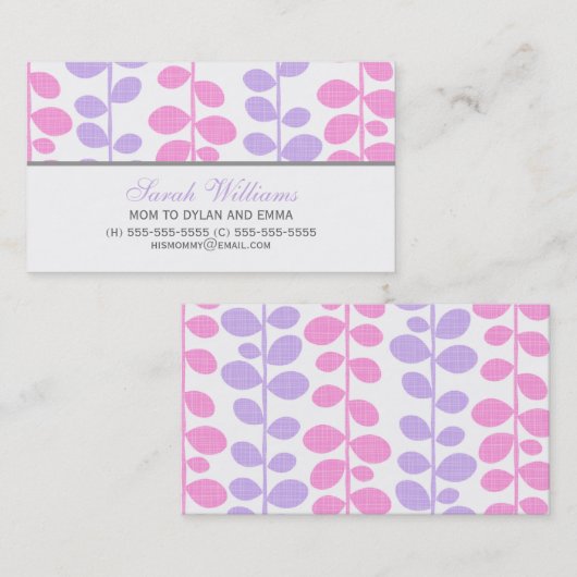 Carte D'appel Vignes roses et pourpres (Devant / Derrière)