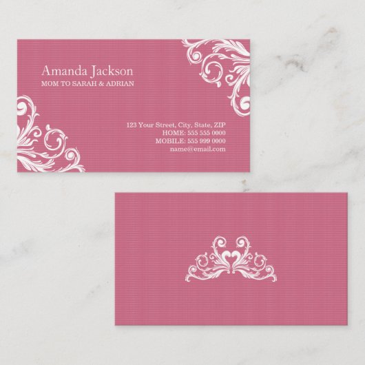 Carte d'appel Vintage Pink (Devant / Derrière)