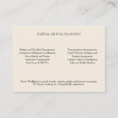 Carte d'appel vintage Planificateur d'événements T (Dos)