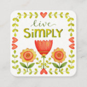 Carte D'appel Vivez simplement • Affaires • Maman • Écriture (Devant)