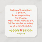 Carte D'appel Vivez simplement • Affaires • Maman • Écriture (Dos)