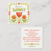 Carte D'appel Vivez simplement • Affaires • Maman • Écriture (Devant / Derrière)