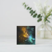 Carte D'appel Vol de libellule verte lumineuse (Debout devant)