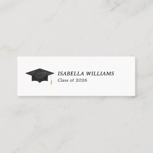 Carte D'appel Watercolor Graduation Cap Name Card - Insert Card (Devant)