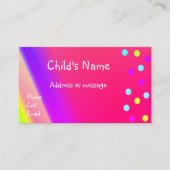 Carte d'appel Whimsical Bright pour enfants (Devant)