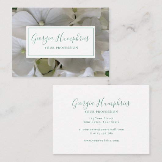 Carte D'appel White Floral Classic Business Card (Devant / Derrière)